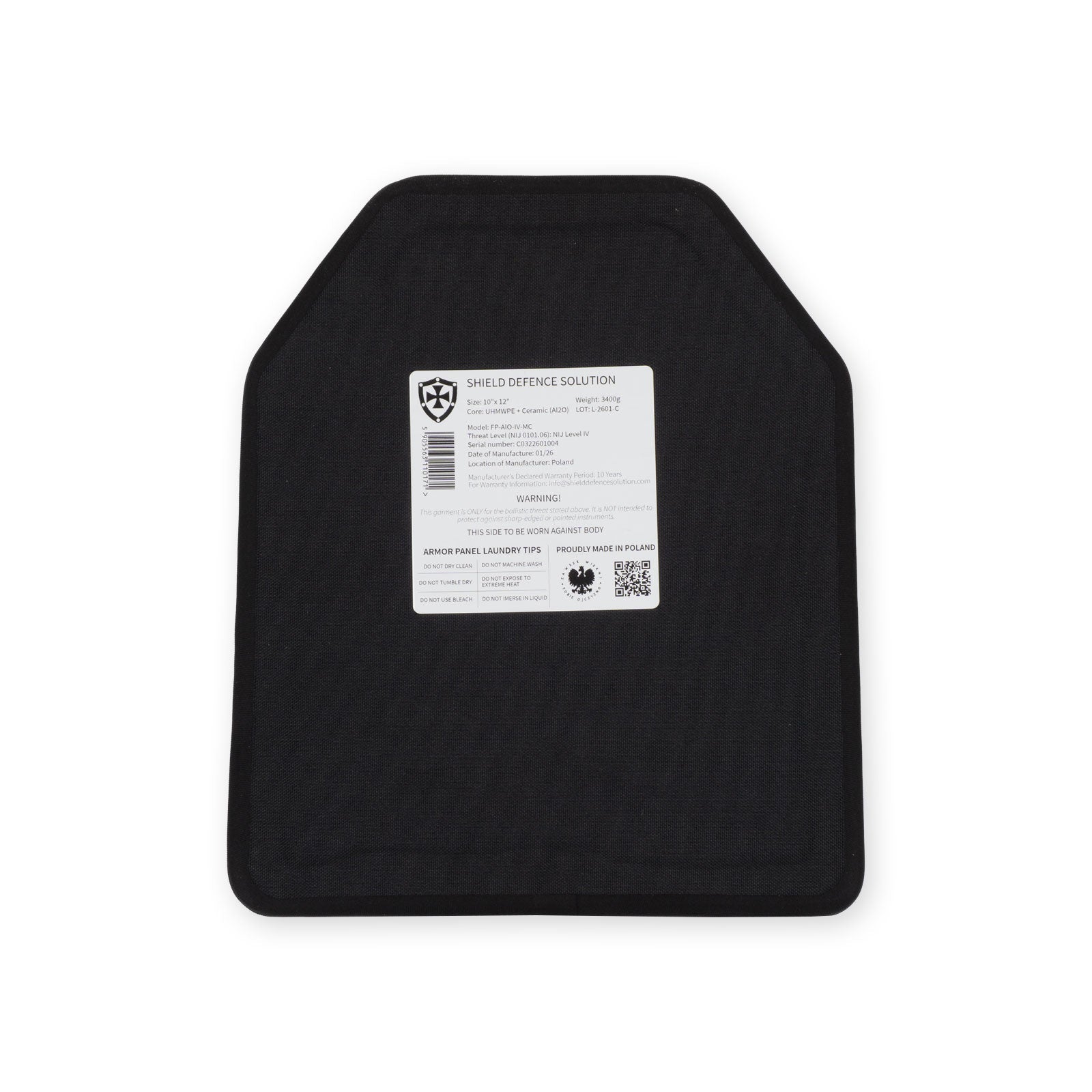 10"x12" Multi - Curved SAPI Front Plate - Ceramic (AlO) - Shield Defence Solution