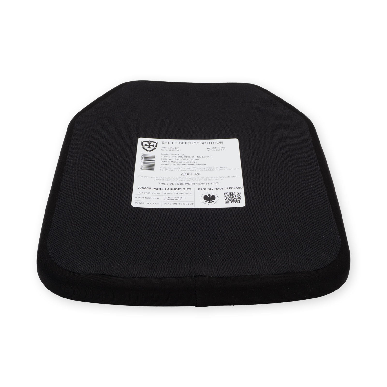 10"x12” Single Curve SAPI Front Plate - Shield Defence Solution