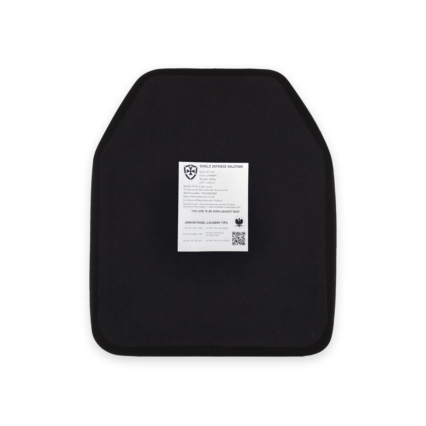 28 × 36 cm SAPI Ballistic Plate – Single Curve Front